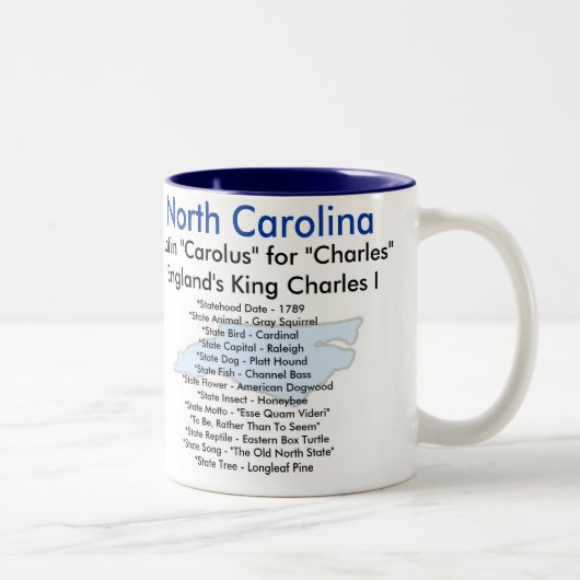 North Carolina-Symbole u. Karte Zweifarbige Tasse (Rechts)