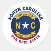 NORTH CAROLINA TAR HEEL STAAT FLAG RUNDER AUFKLEBER (Vorderseite)