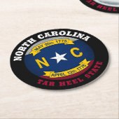 NORTH CAROLINA TAR HEEL STAAT FLAG RUNDER PAPPUNTERSETZER (Angewinkelt)