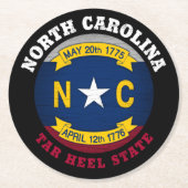 NORTH CAROLINA TAR HEEL STAAT FLAG RUNDER PAPPUNTERSETZER (Vorderseite)