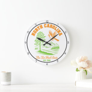 North Carolina Tar Heel State Kardinal Große Wanduhr