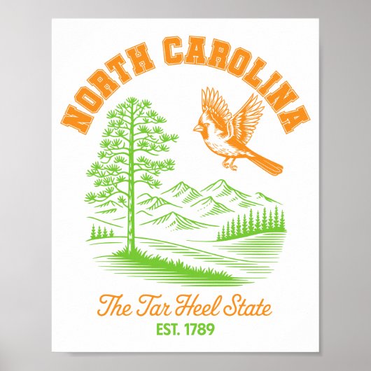North Carolina Tar Heel State Kardinal Kiefer Poster (Vorne)