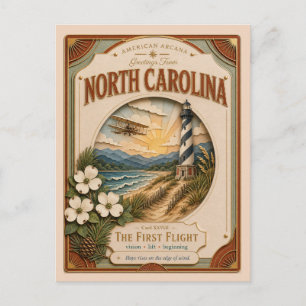North Carolina Vintage Paper Cut American Arcana Postkarte