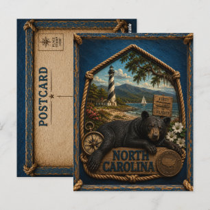 North Carolina Vintage Reise Postkarte