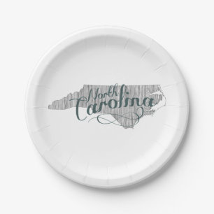 North Carolina Vintage-Typografie-Papierteller Pappteller