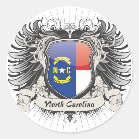 North Carolina Wappen Runder Aufkleber (Vorderseite)