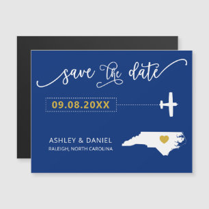 North Carolina Wedding Save the Date Card, Map Magneteinladung