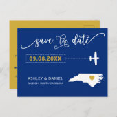 North Carolina Wedding Save the Date Map Postcard Postkarte (Vorne/Hinten)