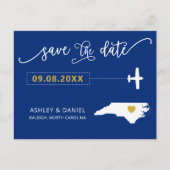 North Carolina Wedding Save the Date Map Postcard Postkarte (Vorderseite)