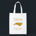 North Carolina Wedding Welcome Bag for Hotel Guest Wiederverwendbare Einkaufstasche<br><div class="desc">Hochzeitswochenende Begrüßungsgeschenk-Tasche für Gäste aus der Stadt zu Ihrer Hochzeit,  mit Bild von North Carolina,  mit Herz können Sie an der genauen Lage platzieren. Füllen Sie Tasche mit Ihren Lieblingsgoodies.</div>
