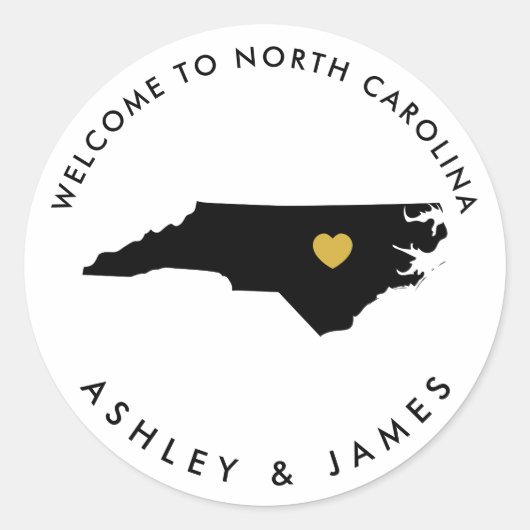 North Carolina Wedding Welcome Sticker for Box Bag (Vorderseite)