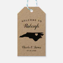 North Carolina Wedding Willkommensbeutel Tags Geschenkanhänger