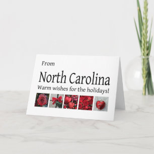 North Carolina Weihnachtskarte mit Ornamenten Feiertagskarte