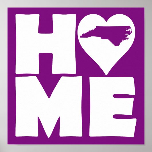 North Carolina Zuhause Heart Staaten Poster Sign (Vorne)