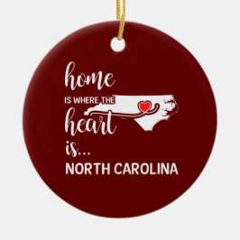 North Carolina Zuhause ist das Herz Keramik Ornament