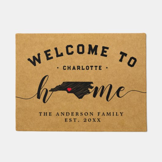 North Carolina Zuhause Staat Karte USA Minimal Wil Fußmatte (Vorderseite)