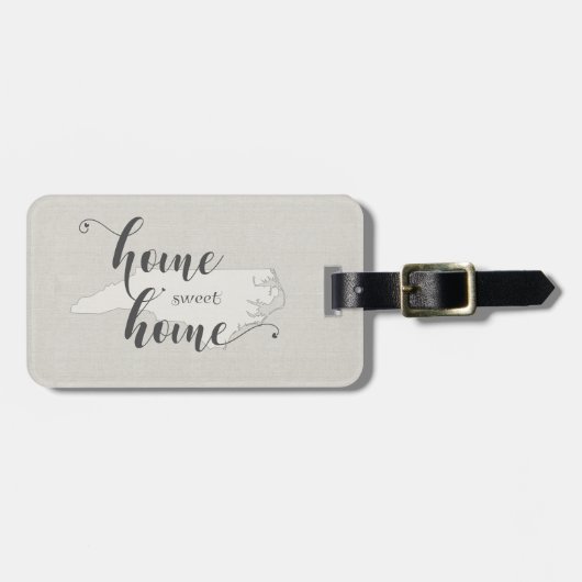North Carolina - Zuhause Sweet Zuhause burlap look Gepäckanhänger (Vorderseite horizontal)