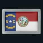 North Carolinaflagge Rechteckige Gürtelschnalle<br><div class="desc">Flagge und großes Siegel des Staat von Nord-Carolina</div>