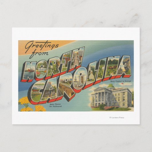 North CarolinaGroße Buchstabenszenen 2 Postkarte (Vorderseite)