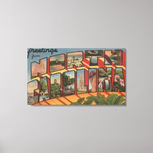 North CarolinaGroße Buchstabenszenen Leinwanddruck (Vorderseite)