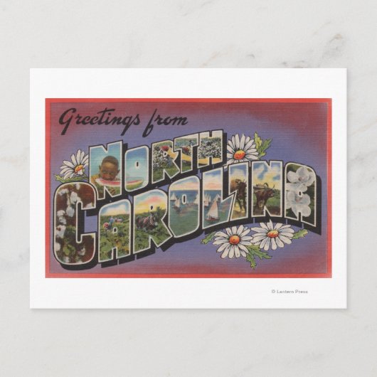 North CarolinaGroße Buchstabenszenen Postkarte (Vorderseite)