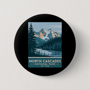 North Cascades National Park Vintage Camping Männe Button