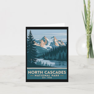 North Cascades National Park Vintage Camping Männe Karte