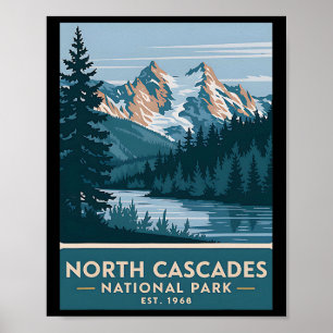 North Cascades National Park Vintage Camping Männe Poster