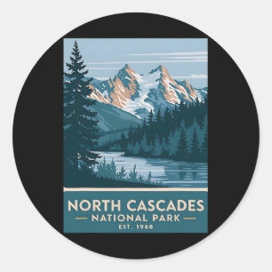 North Cascades National Park Vintage Camping Männe Runder Aufkleber