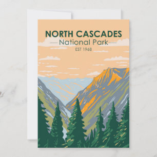 North Cascades National Park Washington Vintage Feiertagskarte