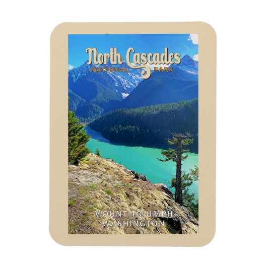 North Cascades National Park Washington Watercolor Magnet (Vertikal)