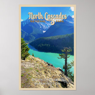 North Cascades National Park Washington Watercolor Poster