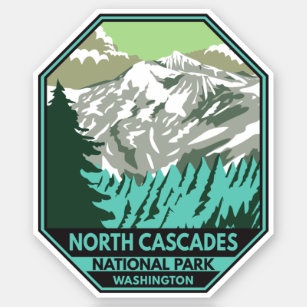 North Cascades Nationalpark Goode Mountain Retro Aufkleber