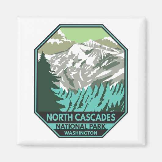 North Cascades Nationalpark Goode Mountain Retro Magnet (Vorne)