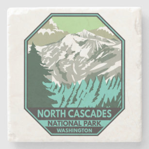 North Cascades Nationalpark Goode Mountain Retro Steinuntersetzer