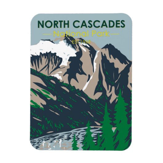 North Cascades Nationalpark Mount Triumph Vintag Magnet (Vertikal)