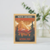North Cascades Nationalpark Retro Postkarte (Stehend Vorderseite)