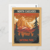North Cascades Nationalpark Retro Postkarte (Vorne/Hinten)