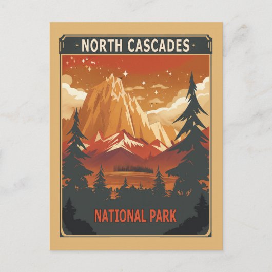 North Cascades Nationalpark Retro Postkarte (Vorderseite)
