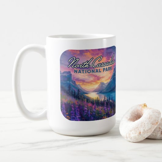 North Cascades Nationalpark Washington Vintag Kaffeetasse (Mit Donut)