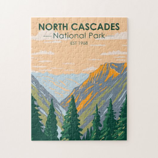 North Cascades Nationalpark Washington Vintag Puzzle (Vertikal)