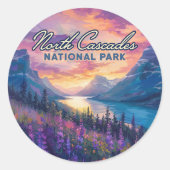 North Cascades Nationalpark Washington Vintag Runder Aufkleber (Vorderseite)