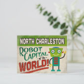 North Charleston South Carolina Robot - Funny Postkarte (Stehend Vorderseite)