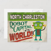 North Charleston South Carolina Robot - Funny Postkarte (Vorne/Hinten)