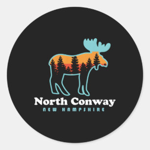 North Conway New Hampshire Moose Mountains Runder Aufkleber