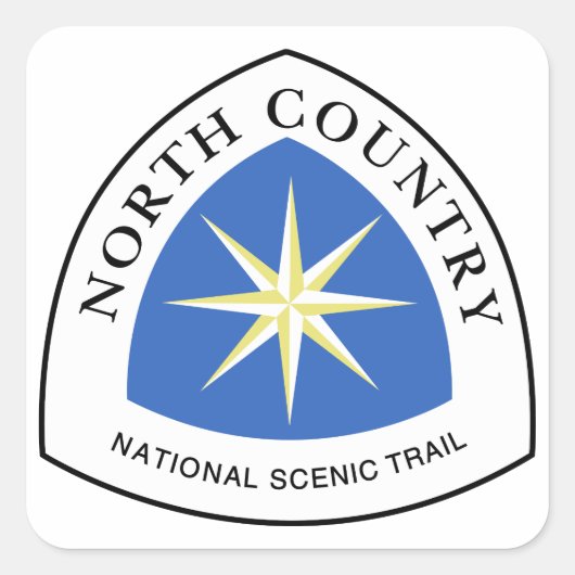 North Country Trail Sign, USA Quadratischer Aufkleber (Vorderseite)