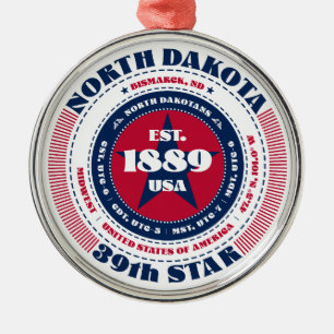 North-Dakota 39. State-Christbaumschmuck Ornament Aus Metall