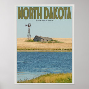 North Dakota - alter Farmstead - Grün Poster