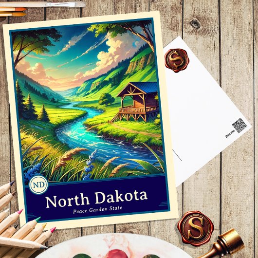 North Dakota | Anime Style Cel Schattenkarte Postkarte