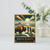 North Dakota | Art Deco Postkarte (Stehend Vorderseite)